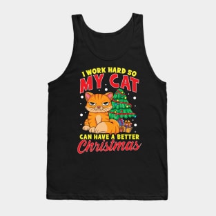 Funny Cat Christmas Sweater Tank Top